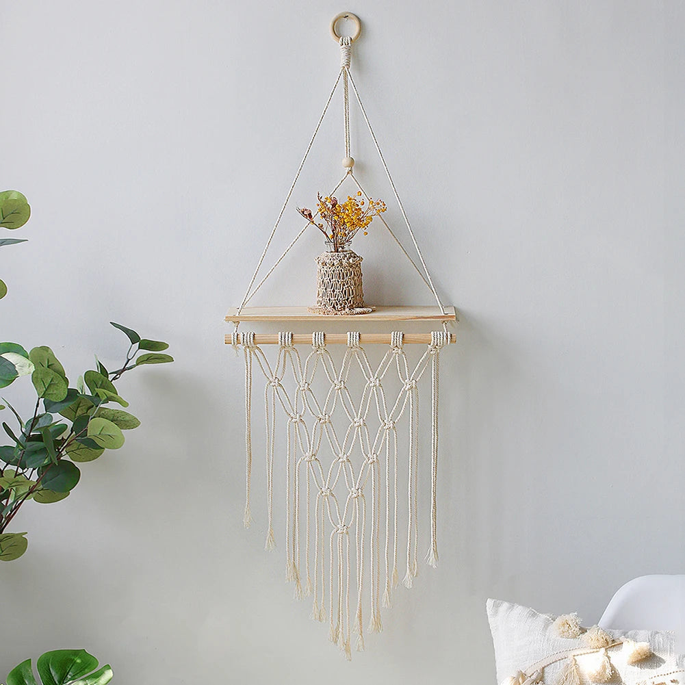 Boho Macramé Wall Shelf Decor - BnBeeSupplies